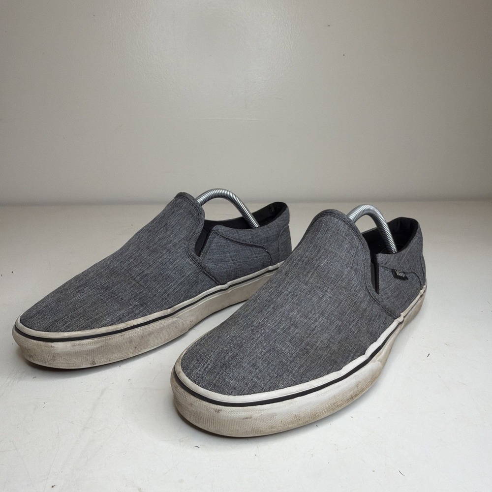 Vans Asher Men Slip On Sneakers Size 9.5 Gray Canvas Skater